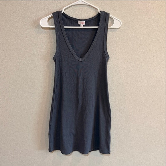 Millie Bobby Brown Dresses & Skirts - Mills by Millie Bobby Brown Ribbed V-Neck Tank Dress XS Blue Mini Sleeveless